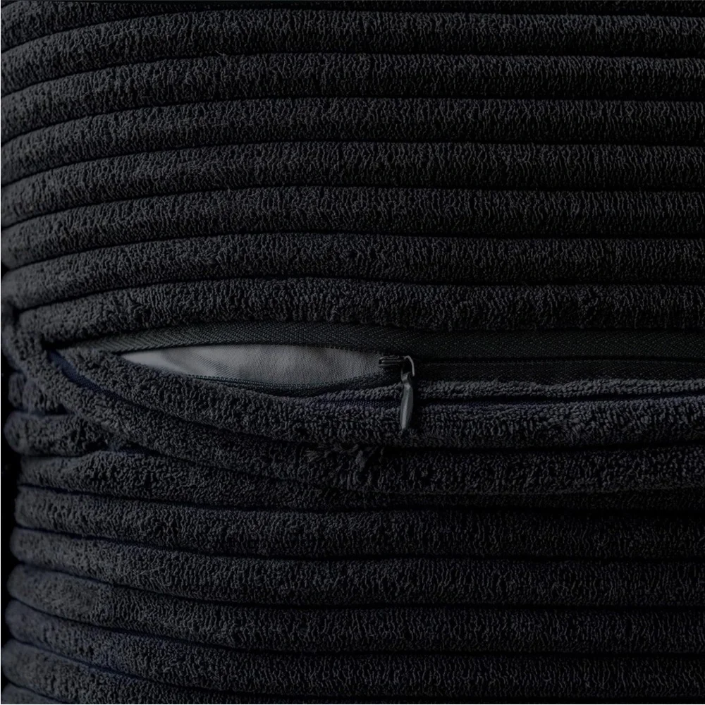 Striped Black Corduroy Farmhouse Luxury Soft Decorative Stylish Pillow Cover Set